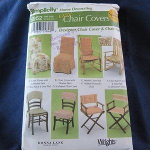 SIMPLICITY 5952 CHAIR Covers & Chair Pads UNCUT English/Spanish (916)